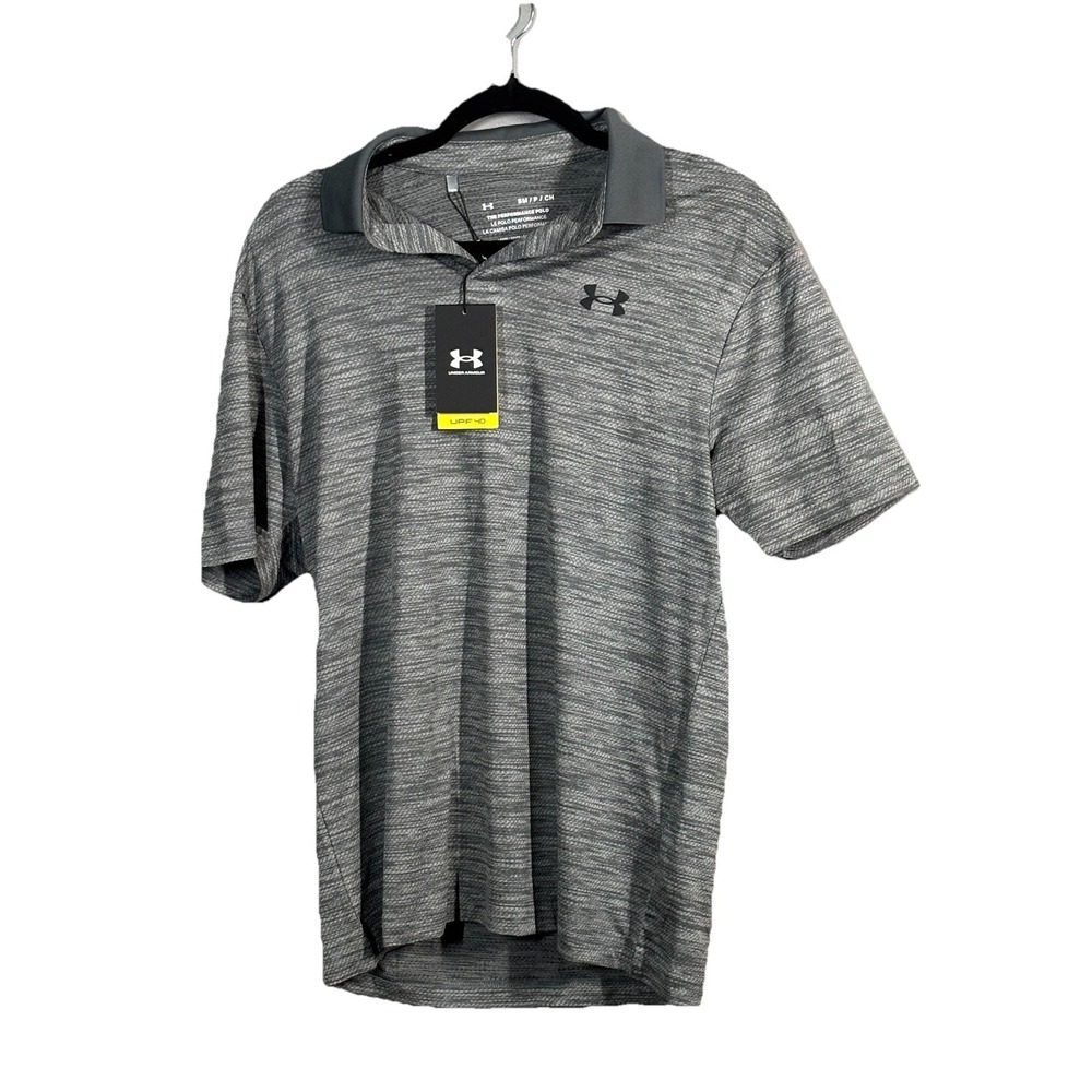 Under Armour Shirt NWT Mens Small Gray Heathered Performance Polo Short Sleeve